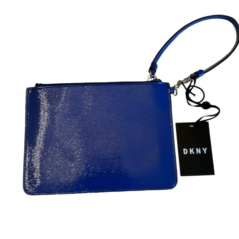 DKNY Gigi wristlet wallet cobalt blue minimalist classic sleek light casual NEW